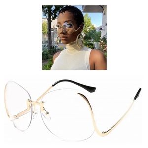 Gold&Clear Oversize Sunglasses